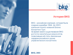 Презентация консультационной компании России BKG Profit Technology